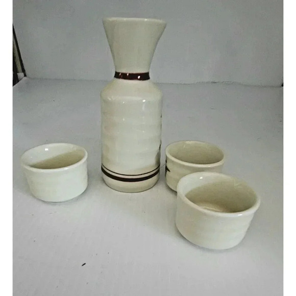 vintage Otagiri  Pheasant scene beige porcelain 4pc Saki set - Picture 7 of 7